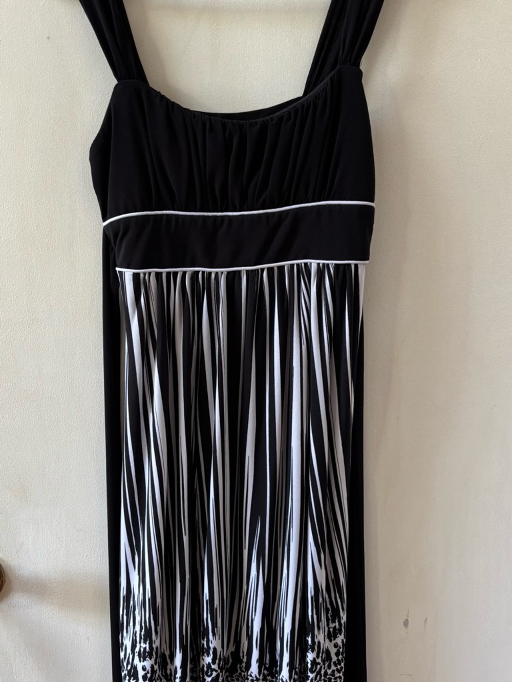 Black and White Striped Sleeveless Dress - Ties in Back Medium